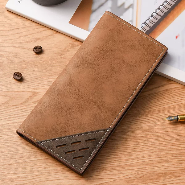 Frosted Retro Men's Long Wallet Stitching Contrast Color Men's Wallet Multi-Card Wallet Casual suit Long Wallet