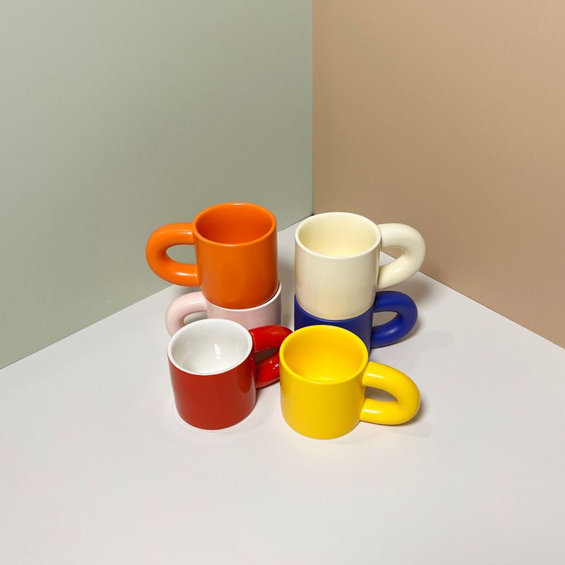 クリエイティブカップ大耳ハンドルクリエイティブセラミックコーヒーカップ北欧マット高颜値印刷ロゴ印字|undefined