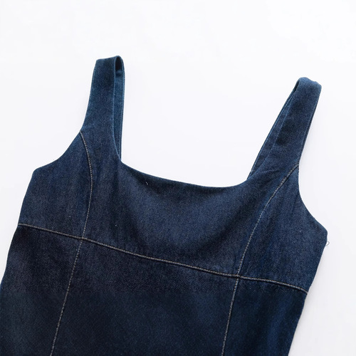 AliExpress Cross-border European and American Women's Fashion Wholesale 2025 Spring New Style Solid Color Denim Dress