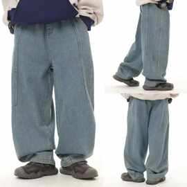 男童牛仔裤2026春季新款韩版儿童休闲长裤帅气男宝复古蓝阔腿裤潮