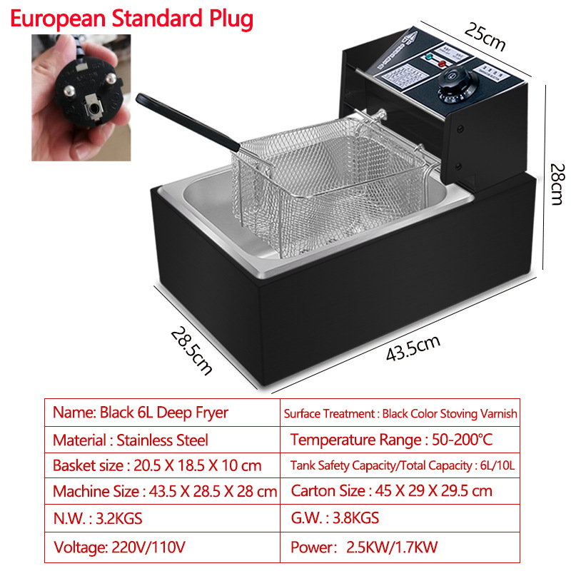 Freidora Eléctrica de Gran Capacidad con Suministro Directo de Fábrica para Comercio Electrónico Transfronterizo, 110V/220V, Estándar EE. UU./UE/RU, Envío Gratuito