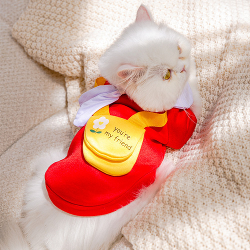 Cat clothes, autumn and winter warm sweatshirt, anti-shedding ragdoll, Garfield bag, small dog pet clothing