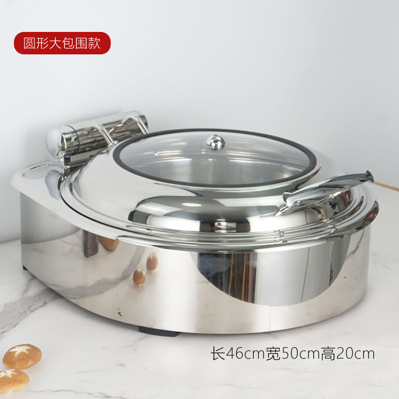 De acero inoxidable de lujo buffet estufa calefacción eléctrica buffet estufa de hotel hidráulico de alimentos cocinados Flip visual olla de aislamiento