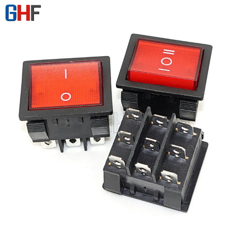 船型开关KCD9 两档 六脚 九脚 带灯 翘板开关 大型切割机电源开关