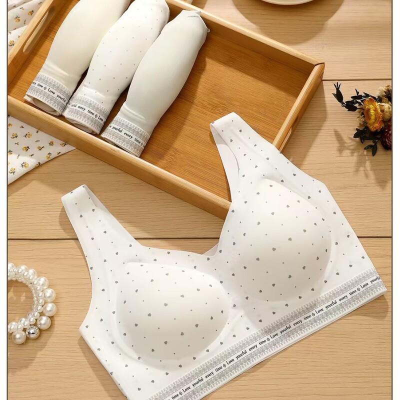 A2 High-Looking Girl's Fully Fixed Cup Intimates with Small Letter Pattern Bra for Women to Push up and Support the Breasts, Beautiful Back and Breathable