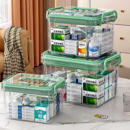 Multi-layer Medicine Box Home Use First Aid Box Large Capacity Medicine Storage Box Transparent Large Medical Emergency Medicine Box
