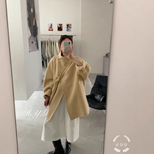 【珊瑚海】中长款带包包宽松显瘦流星雨羊驼毛双面羊毛大衣外套女