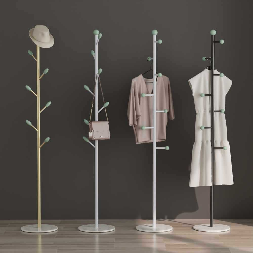 Bedroom Floor-Standing Clothes Rack Cream Style Simple Slate Coat Rack Household Vertical Creative Metal Coat Rack