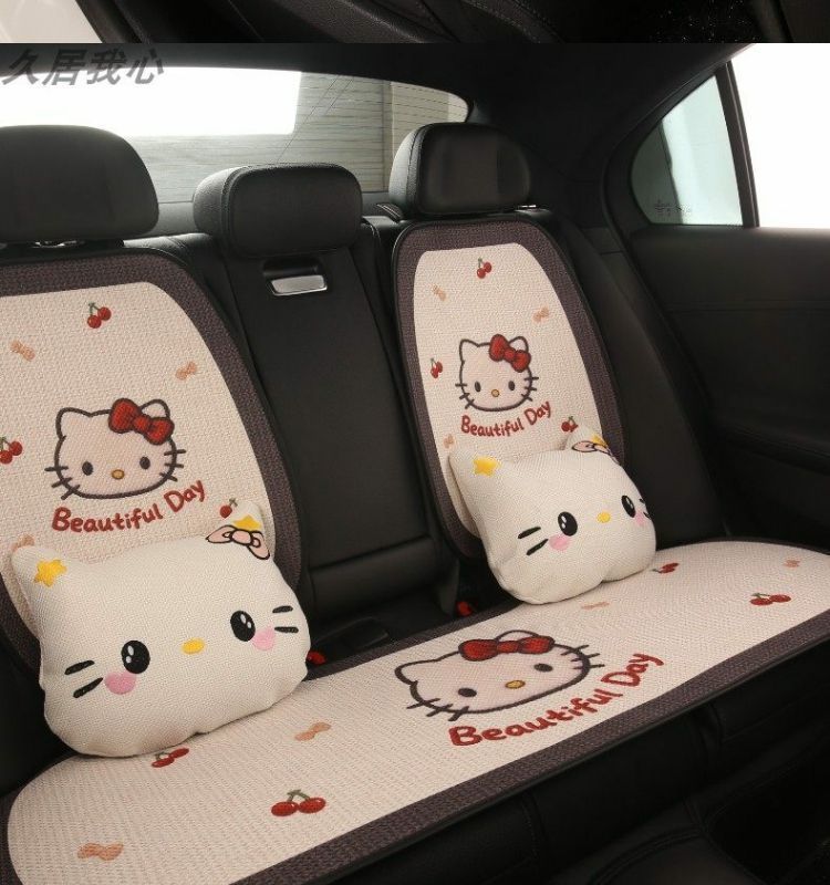Car Seat Cushion, Universal for All Seasons, Breathable Kt Cat Seat Cushion, New Half-Cover Seat Cover, Cute Cartoon Single-Piece Seat Cover