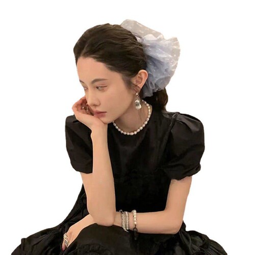 mona hair ring mesh polka dot hair rope oversized lace rubber band head flower net celebrity bath flower ball tied hair headband small size