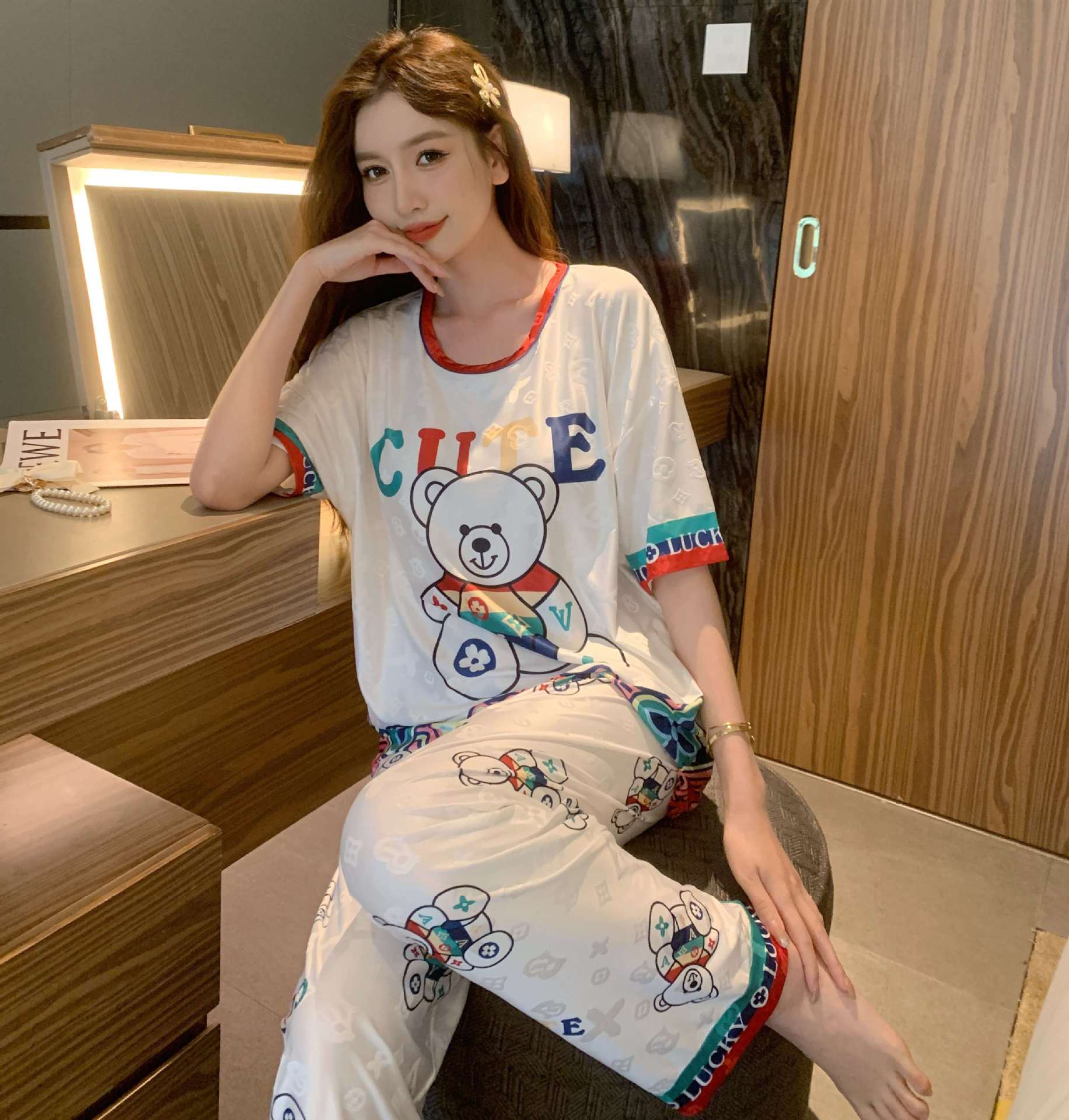 2025 [Suministro exclusivo transfronterizo] Estación independiente europea y americana Rusia y otros pijamas cortos de jacquard de punto (colección)
