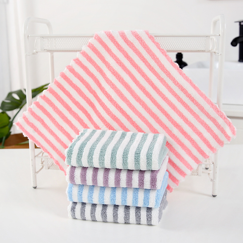 High-density pinstripe high-density coral velvet 30*30 square towel…