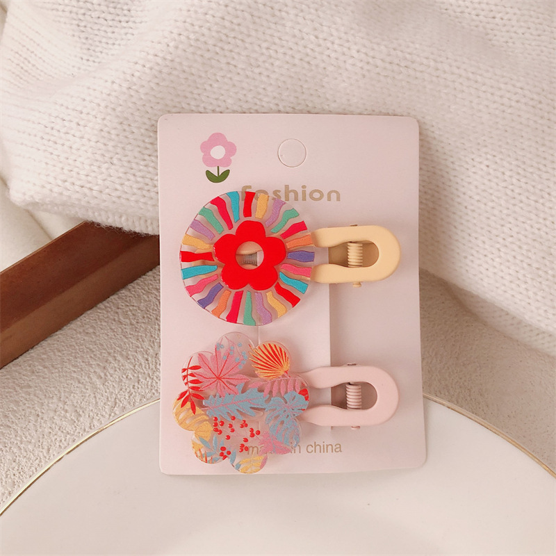 Cream Candy coreano para niños impresión de color flor gran patrón de patrón de boca de pato para niñas padres e hijos pintados en pulverización de colores