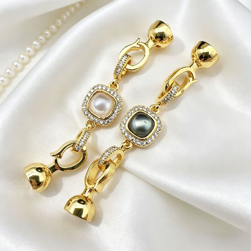 Long Mother-Of-Pearl Clasp Pearl Necklace Connector, Real Gold Electroplated Rice Bead End Clasp, Handmade DIY Beading Accessories Long Mother-Of-Pearl Clasp Pearl Necklace Connector, Real Gold Electroplated Rice Bead End Clasp, Handmade DIY Beading Accessories