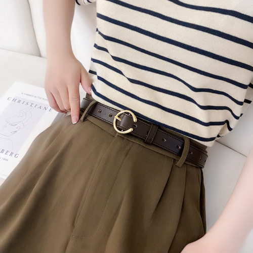 Belt women's simple and versatile summer retro ins style decorative black women's jeans belt thin style trendy women