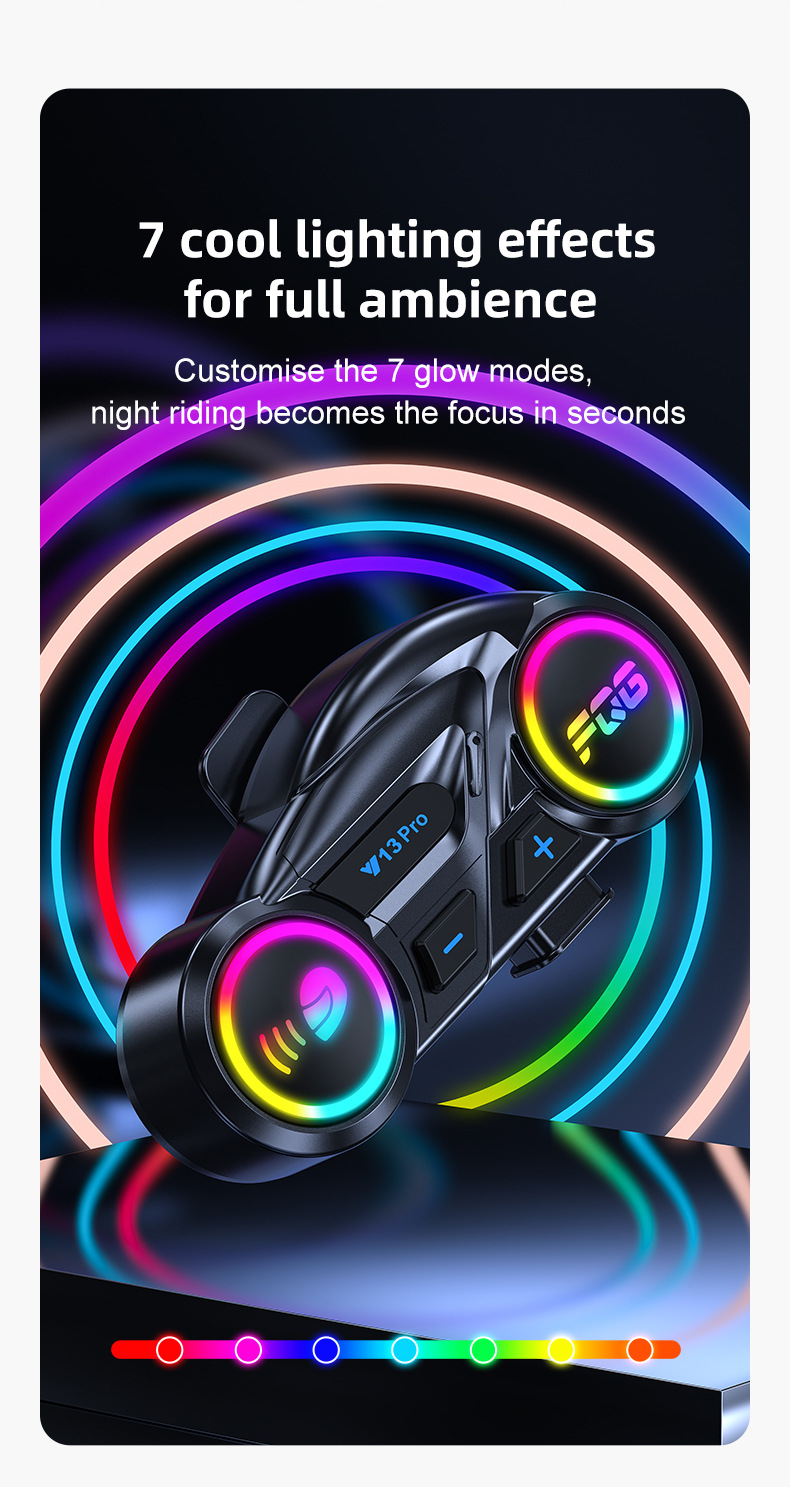 Y13Pro Intercom Helmet Bluetooth Headset Waterproof Noise Reduction Mixing Music Motorcycle Intercom Helmet Headset Factory