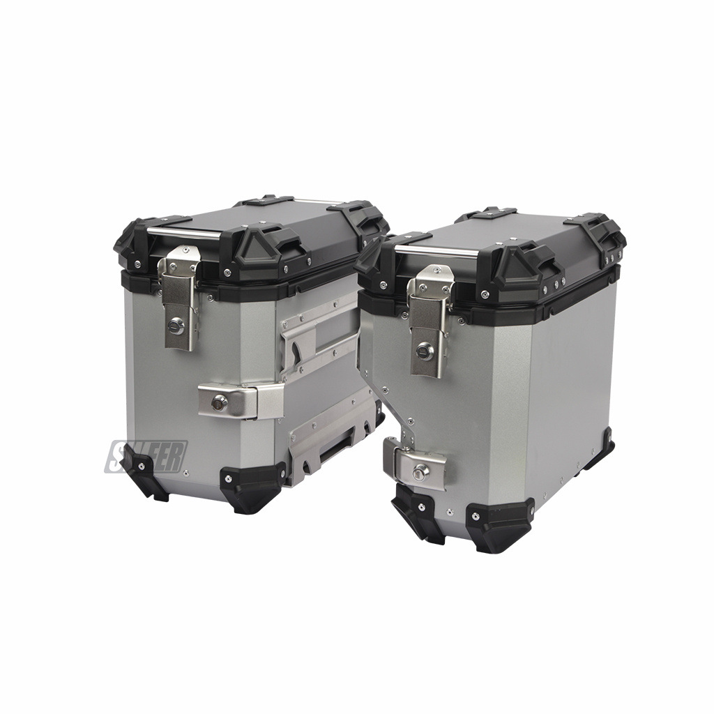 35L Right Hide Exhaust Side Box Motorcycle Universal Aluminum Alloy 45L Tail Box Waterproof Three Boxes Anti-theft Travel Storage Box