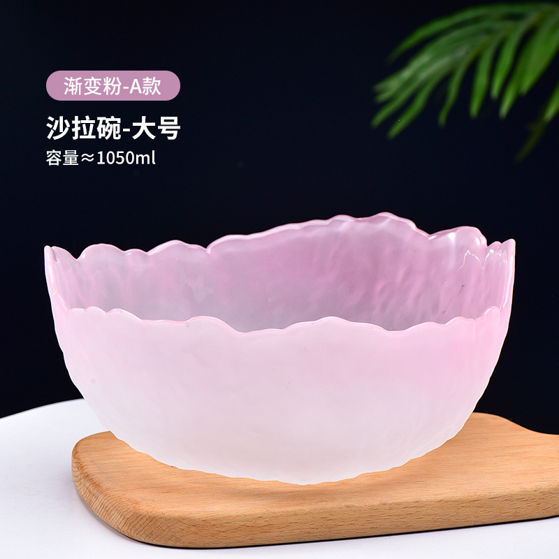 Venta al por mayor estilo nórdico patrón de martillo transparente borde dorado ensaladera de vidrio hogar plato de fruta de postre de alto aspecto vegetal