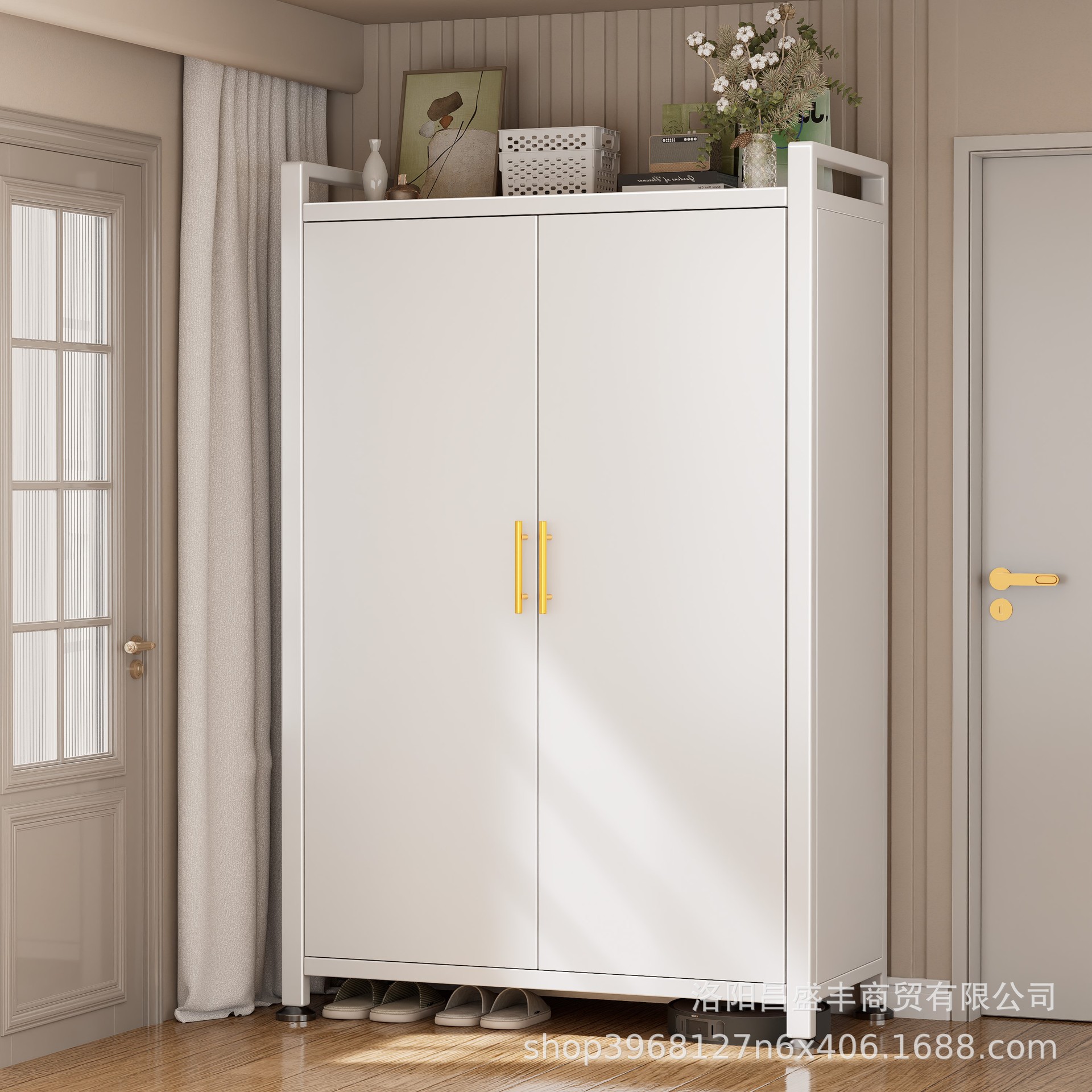 Household Steel Shoe Rack, Floor-Standing Multi-Layer Storage Rack, Wrought Iron Simple Storage Rack, Entryway Shoe Cabinet Behind the Door