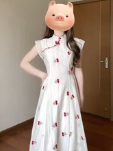 新中式国风连衣裙女夏气质温柔风年轻款少女改良旗袍收腰显瘦裙子