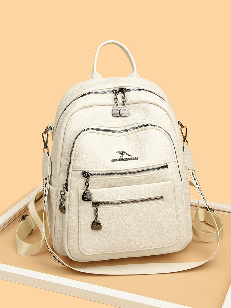 Textura transfronteriza mochila de cuero suave, mochila de mujer, 2026 nueva moda, ocio, moda, mochila multipropósito.
