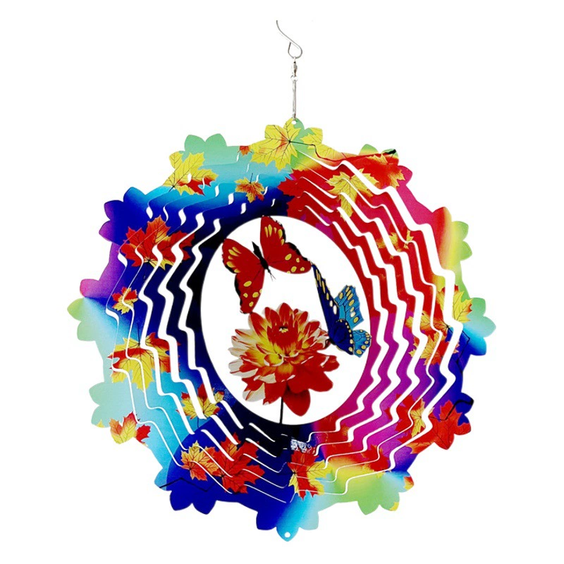 Открытый колокольчики ветер поворот 3D трехмерные подвесные украшения 12 дюймов 30 см кленовый лист Бабочка ветряная мельница Оптовая поставка