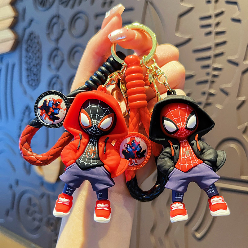 Creative Amazing Spider-Man Car Keychain Trendy Cool Spider-Man Doll Cartoon Bag Pendant Doll Machine Small Gift