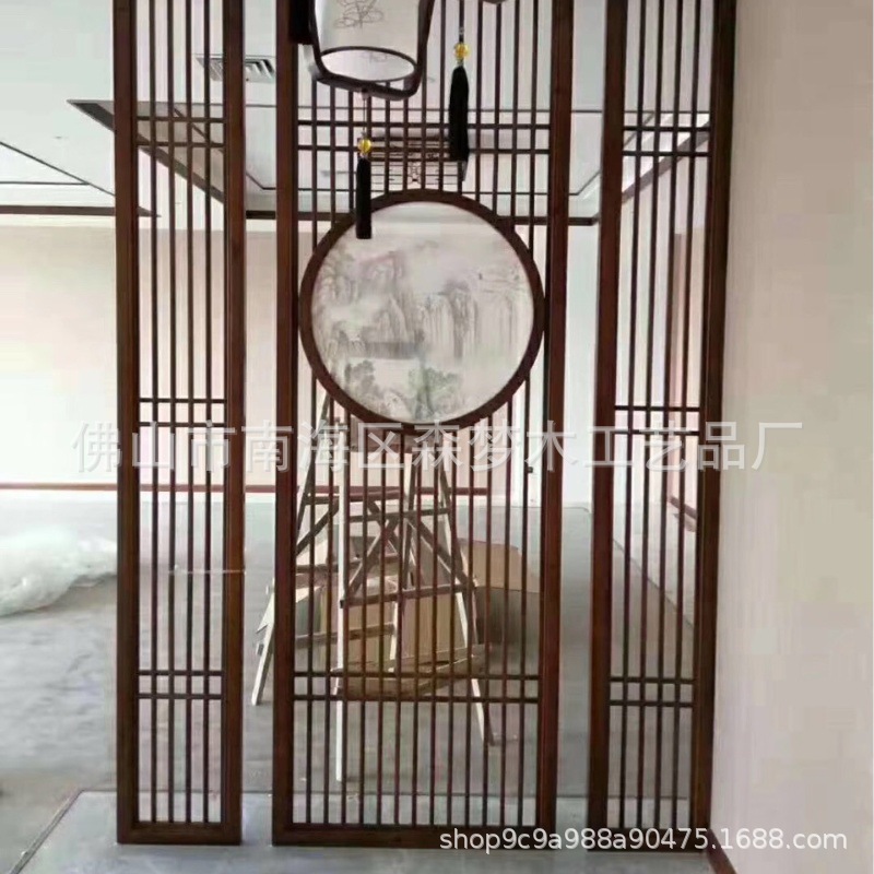 屏风新中式屏风镂空木雕屏风居家屏风隔断客厅仿古门窗实木花格榫