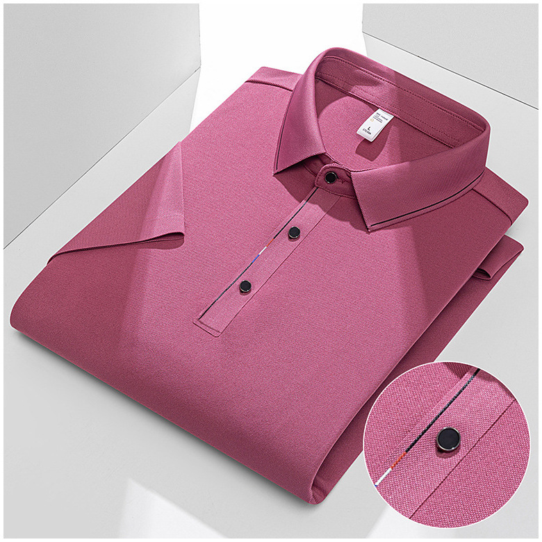 Camisa Polo de Manga Corta de Algodón para Verano 2025, Estilo Casual de Negocios, Cuello Solapa, Color Sólido, para Hombre, Absorbe la Humedad