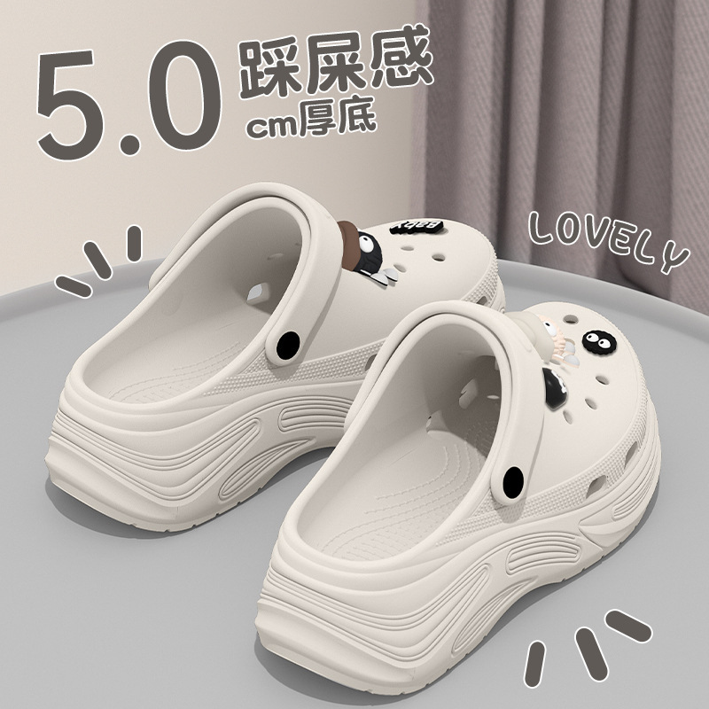 女性用クロックス 2025 新しいスタイルの厚い底の増加屋外ウェア屋内家庭用滑り止め夏のビーチスリッパ女性用|undefined