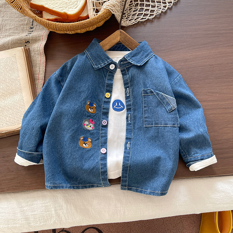 Camisas de vaqueros para niños, chaqueta de otoño para niños, chaqueta de otoño para niños guapo, camisa de mangas largas