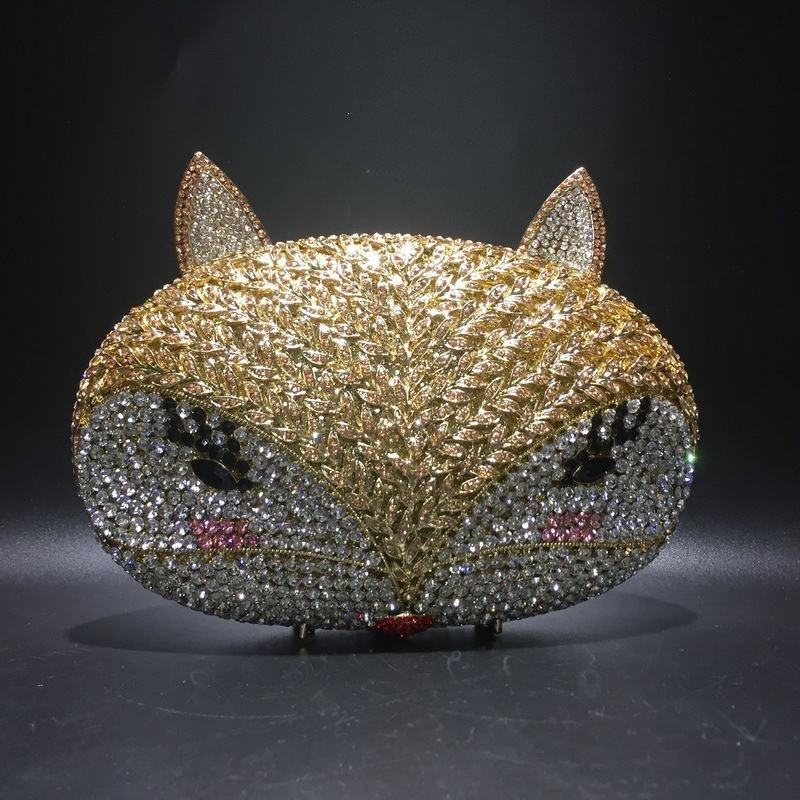 Bolsa de diamante de zorro hueco metal de cristal bolsas de cena bolsas de diamantes hechas a mano bolsas de damas AliExpress duro