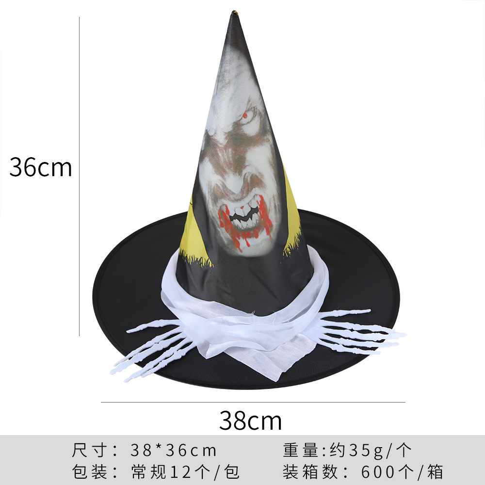 Halloween bruja sombrero fiesta bola decoración cráneo mano bruja sombrero Oxford paño magia bruja sombrero Accesorios