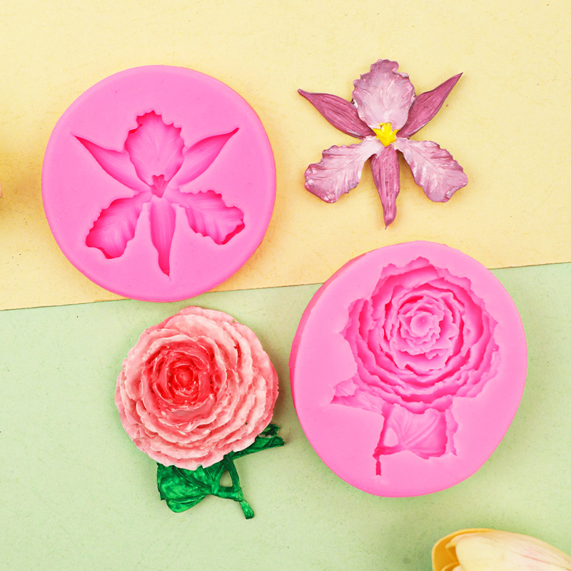 Grande y pequeño Rosa forma fondant pastel molde chocolate fondant pastel decoración epoxi arcilla decorativa Silicona