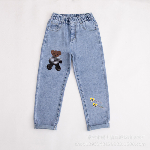 Children's clothing, girls' jeans, spring and autumn styles, casual pants for middle-aged and older children, little girls, children and babies, wholesale