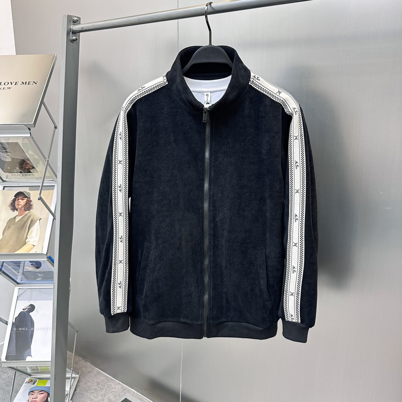 Moška oblačila Jesenska in zimska moška jakna žakard tkanina priložnostna korduroy obleka stoječi ovratnik z dolgimi rokavi ohlapna jakna B1CRE3303_voghion.com