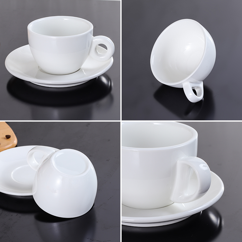 3MLE纯白陶瓷咖啡杯子欧式卡布奇诺拿铁杯简约大容量咖啡杯可定