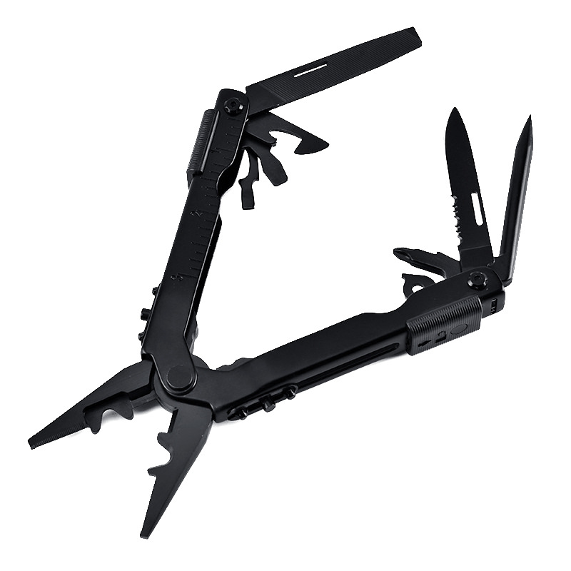 1多功能不锈钢发黑工具钳 排爆野营便携折叠钳创意伸缩组合钳子