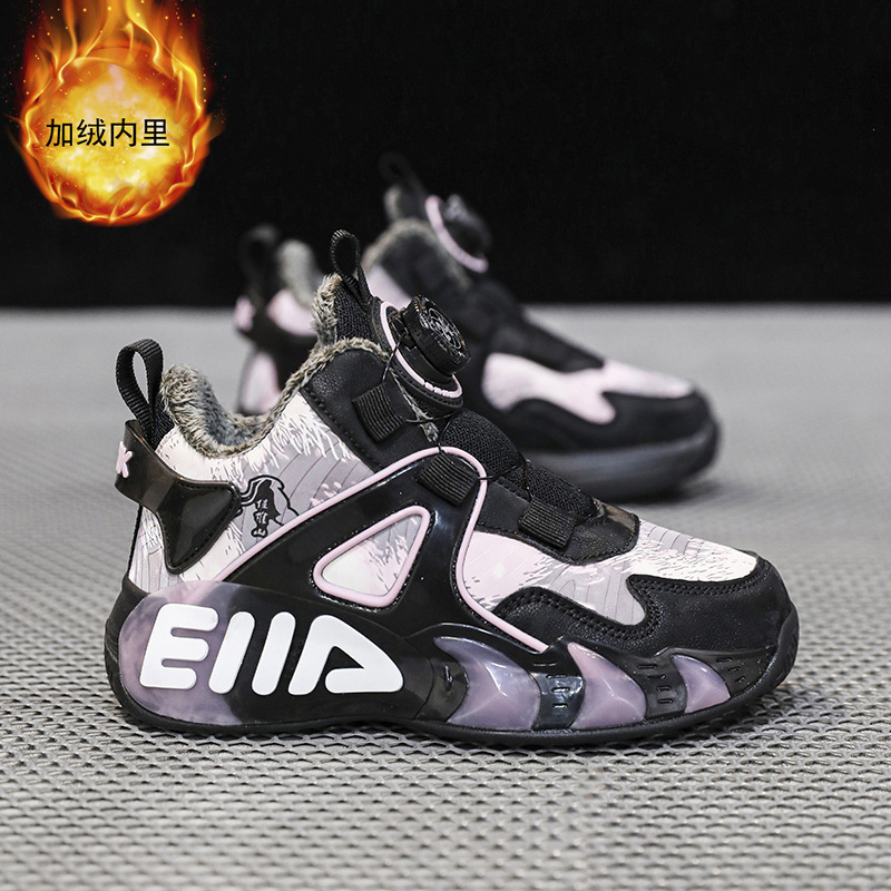 Zapatos de baloncesto para niños de invierno zapatos de algodón para niños y adolescentes botones zapatos deportivos de algodón cálido