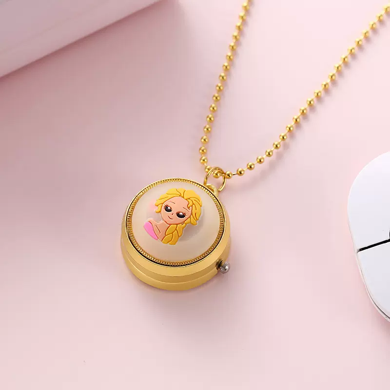 儿童卡通怀表发光翻盖可旋转项链挂表动漫星黛露手表幼儿园礼物