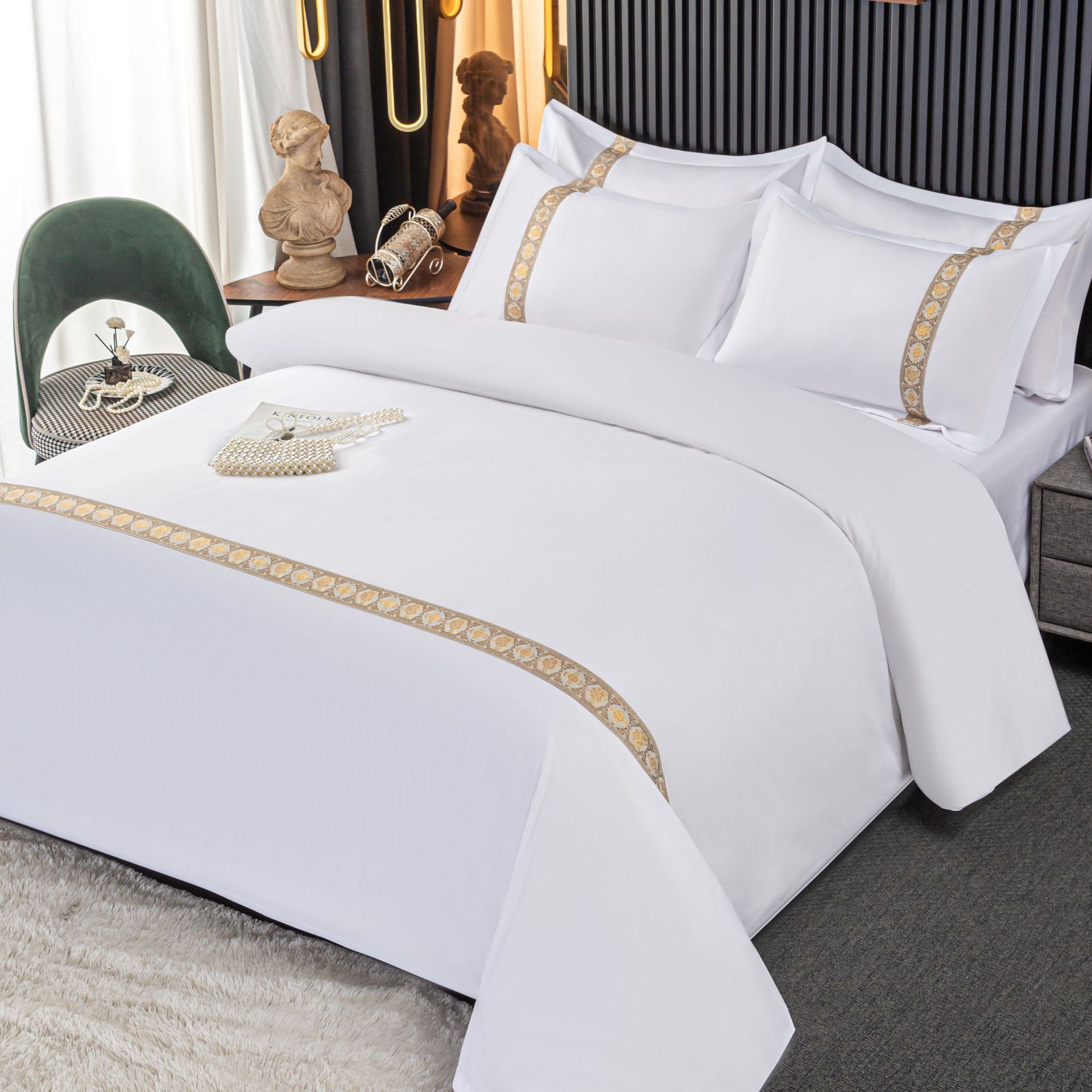 Conjunto de capa de edredão em seda gelo refrescante hotel_voghion.com