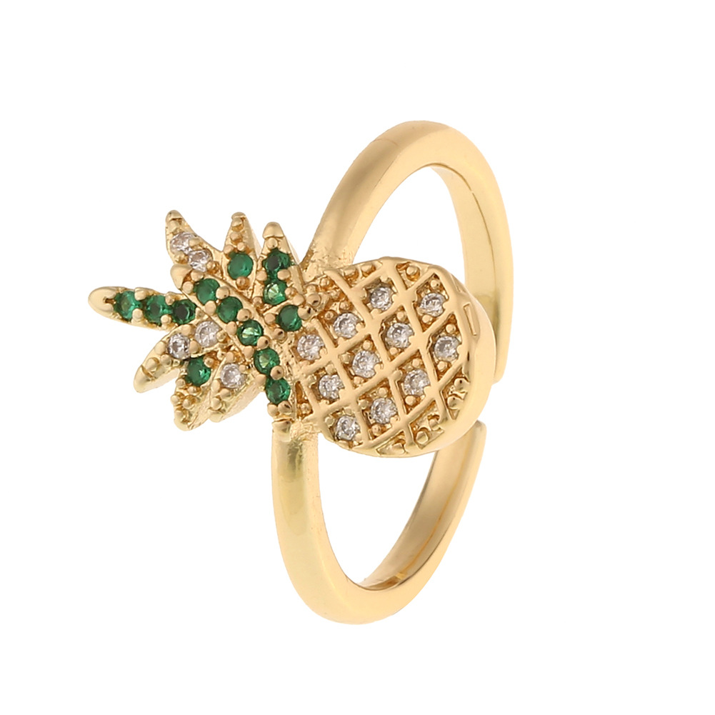 Fashionable Fruit Pineapple Copper Open Ring Wholesale display picture 8