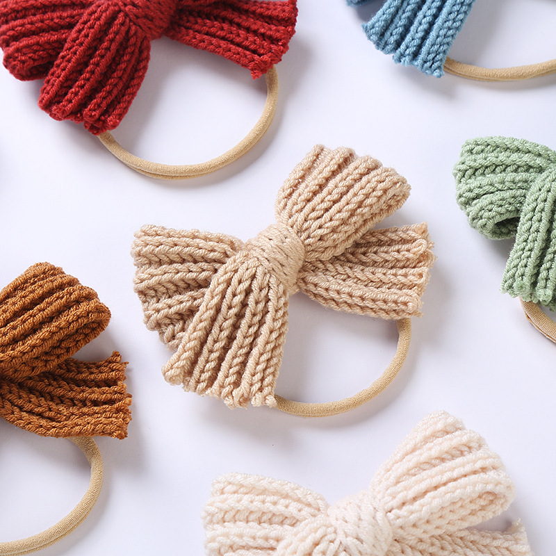 7-color Autumn And Winter New Baby Wool Bow Nylon Headband display picture 5