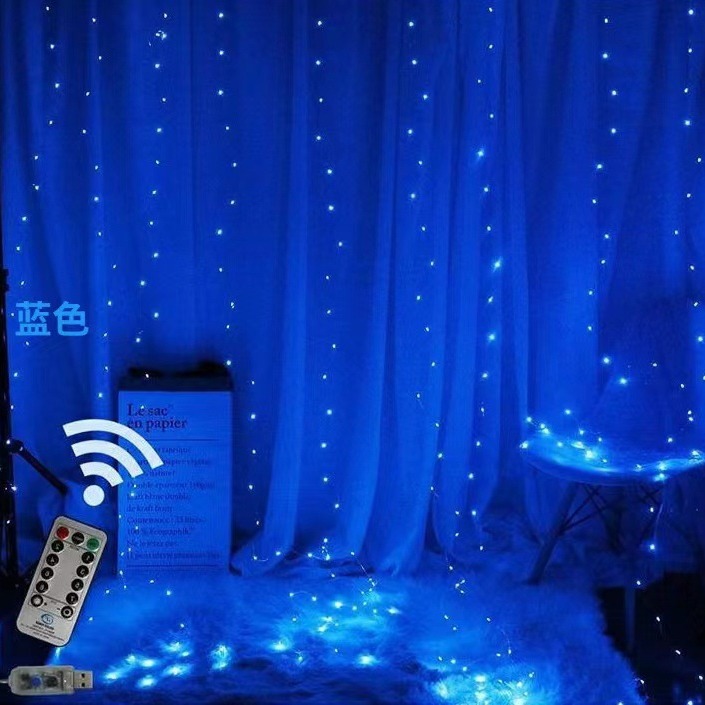 Transfronterizo 3 * 3m LED lámpara de cobre lámpara de cortina USB ocho funciones lámparas de color cadena de luz de Navidad lámpara decorativa lámpara de luz super brillante