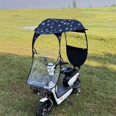 Elektromobil üçün ön şüşə çətiri (günlük) — fabric, wind shield - colorful-leaves-front-zipper-window-back-pocket-quick-release-easy-installation-the-car-has-rearview-mirrors-take-a-photo-of-this-model