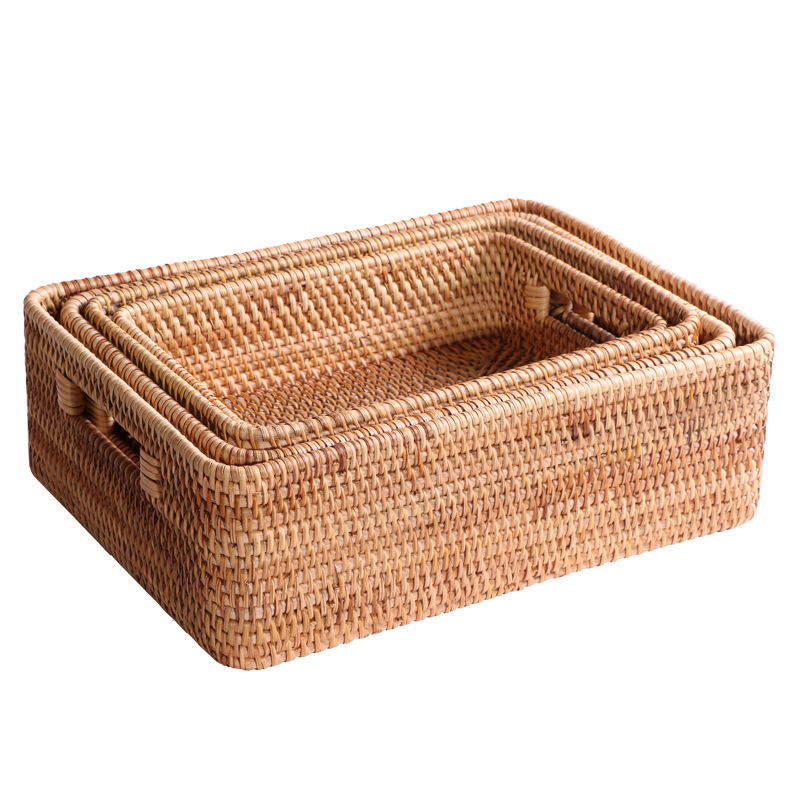 Cesta de almacenamiento de caña pan pan al vapor cesta de frutas caseras cestas de almacenamiento de verduras cestas de bambú cestas de picnic snack