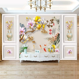 墙布上门安装客厅影视3d背景墙新中式电视背景墙壁纸壁画pvc墙布