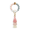 Silica gel beaded bracelet handmade, keychain with tassels, pendant engraved