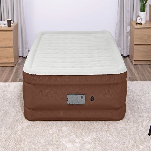 Bestway69037 Double Inflatable Bed with Large Fabric Cover, Built-in European Standard Intelligent Inflator Mattress for Home Use 