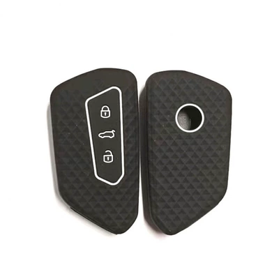 For Volkswagen Golf 8 Silicone Key Case Magotan Cc Key Case GOLF8 Golf 8th Generation Protective Case (Static Rod/Key Bag) - black-and-white